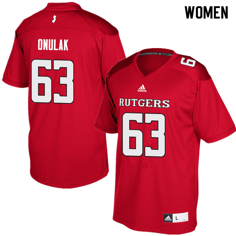 Women #63 Jim Onulak Rutgers Scarlet Knights College Football Jerseys Sale-Red